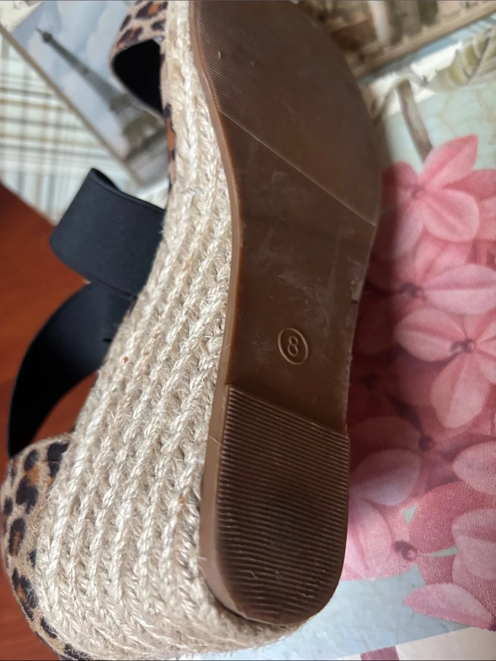 Jolimall leopard print espadrille wedge sandals